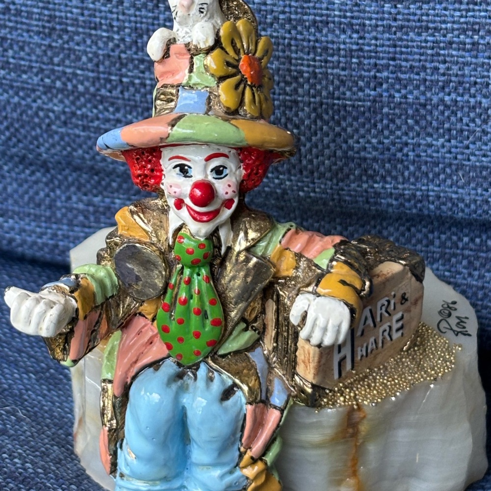 RON LEE Circus Clown 1986 Hari & Hate 24 K Gold Signed Vintage